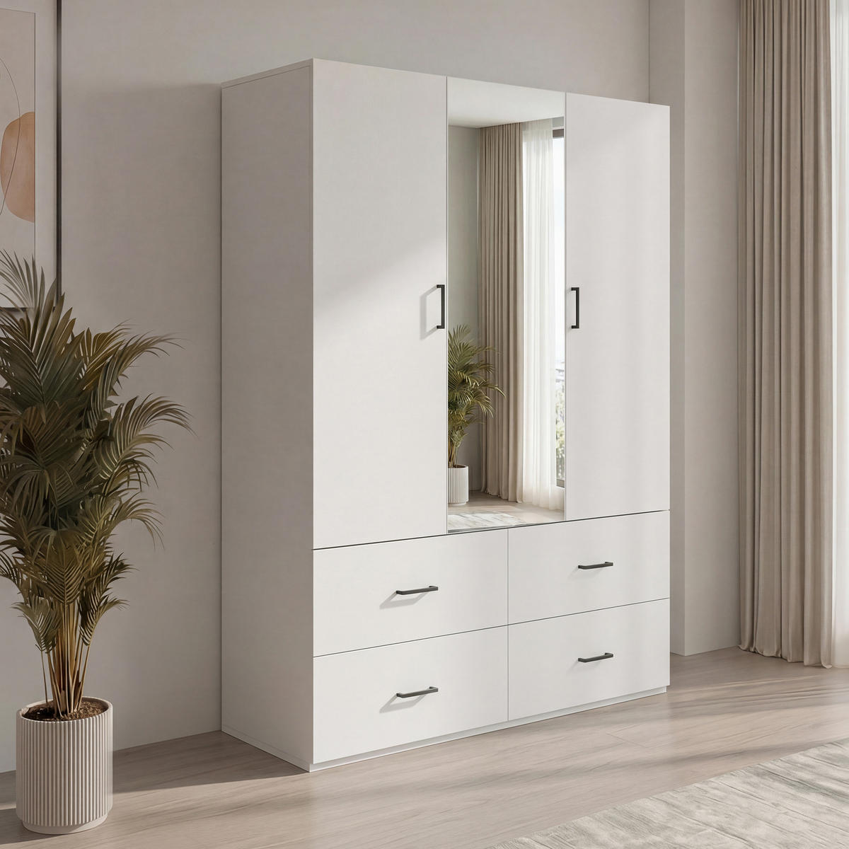 KLEIDERSCHRANK 130x52x182cm mit Kleiderstangen & Stauraum - Weiß, Holzwerkstoff (51.8/181.5/130cm) - SHOPENTRA