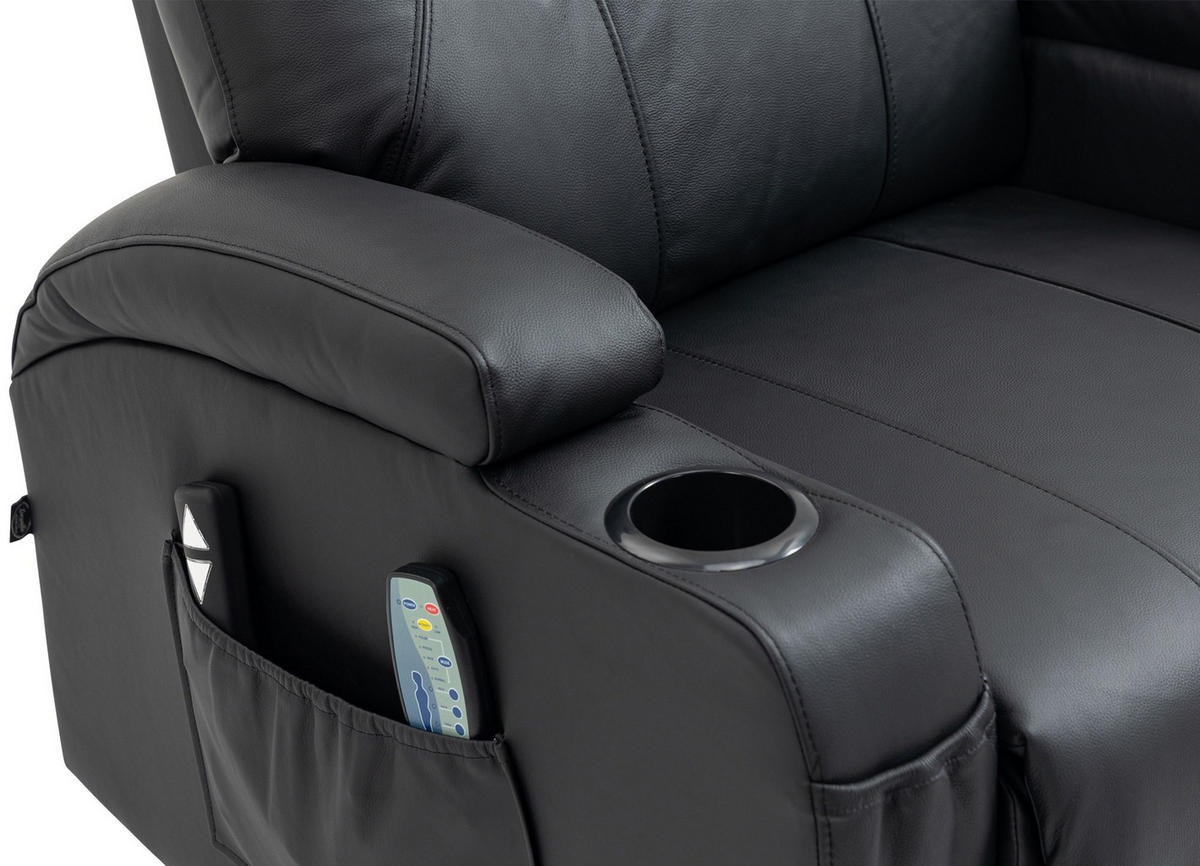 SESSEL Echtleder schwarz - Schwarz, Leder/Metall (83/105/94cm) - CLP
