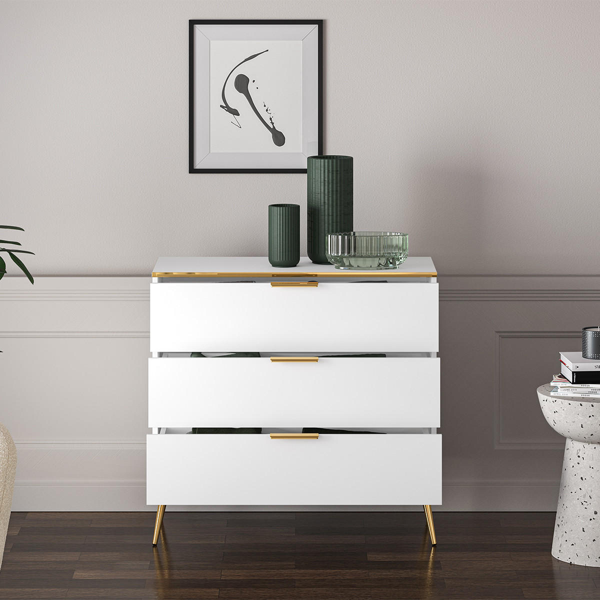 KOMMODE Zora Weiß - Weiß, Holzwerkstoff (92/88/40cm) - Petits-meubles