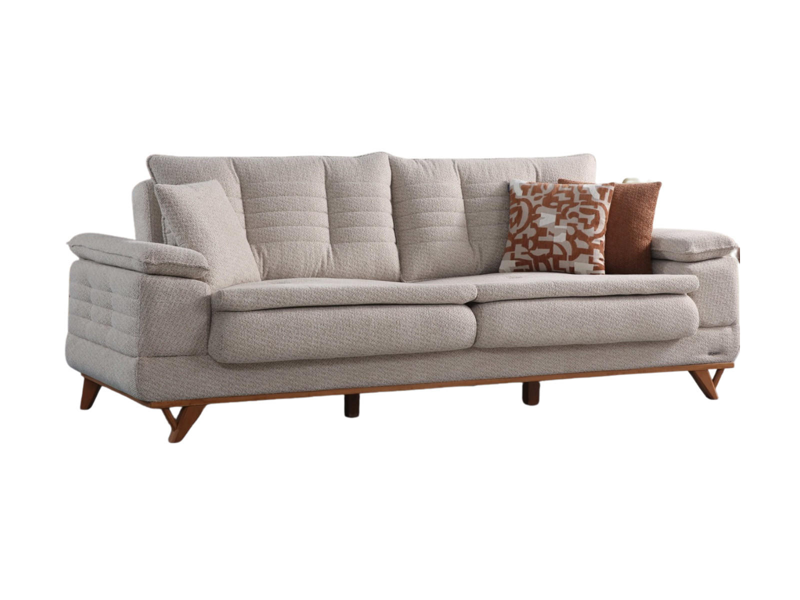 SOFA New Riga 2-Sitzer Mikrofaser Webstoff Beige - Beige, Holz/Textil (180/84/100cm)