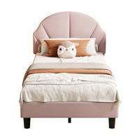 POLSTERBETT 90/200 cm Kinderbett aus Samt, Höhenverstellbares Gepolstertes Muschel-Kopfteil mit Lattenrost, Einzelbett Jugendbett in Rosa - Schwarz/Rosa, Holz/Textil (90/200cm) - BPKADHY