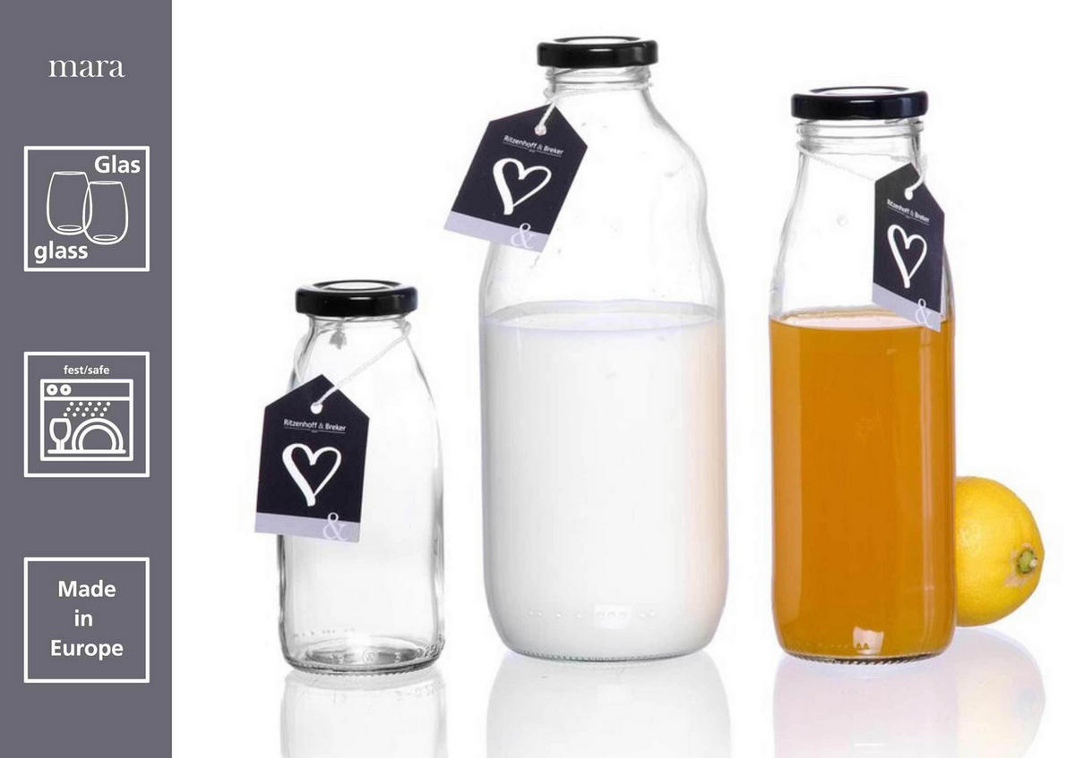 MILCHFLASCHEN Mara transparent 250 ml 6er Set - Transparent, Glas (6/14/6cm) - Ritzenhoff Breker
