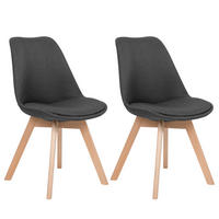 ESSZIMMERSTUHL 2er-Set Polsterbezug Dunkelgrau Dakota - Grau, Holz/Textil (47/84/43cm) - Beliani