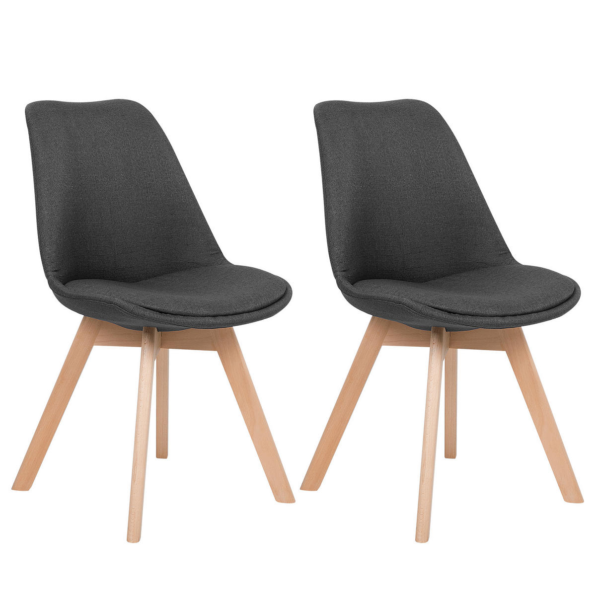 ESSZIMMERSTUHL 2er-Set Polsterbezug Dunkelgrau Dakota - Grau, Holz/Textil (47/84/43cm) - Beliani