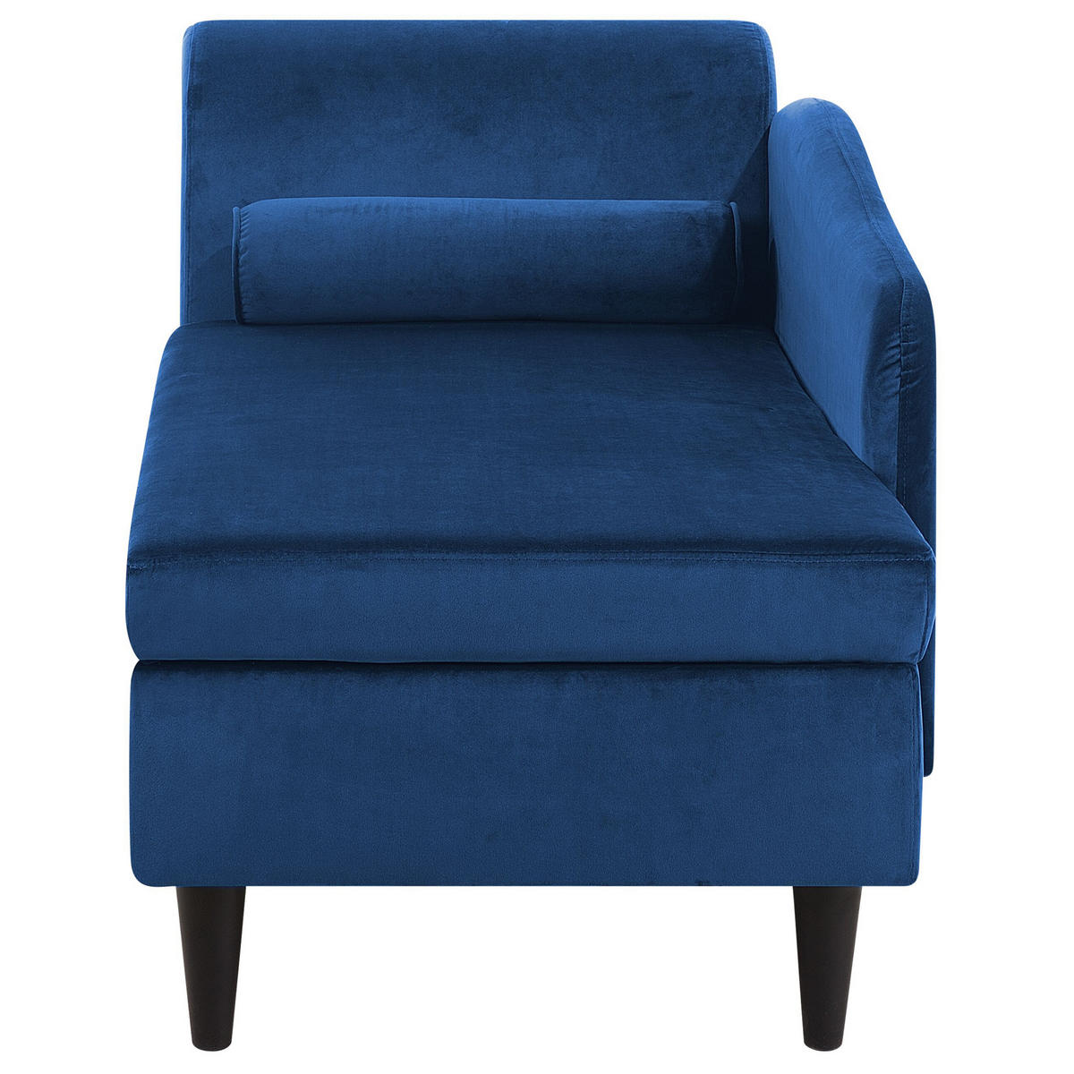 CHAISELONGUE Samtstoff marineblau linksseitig Luiro - Blau/Dunkelbraun, Textil (160/77/70cm) - Beliani