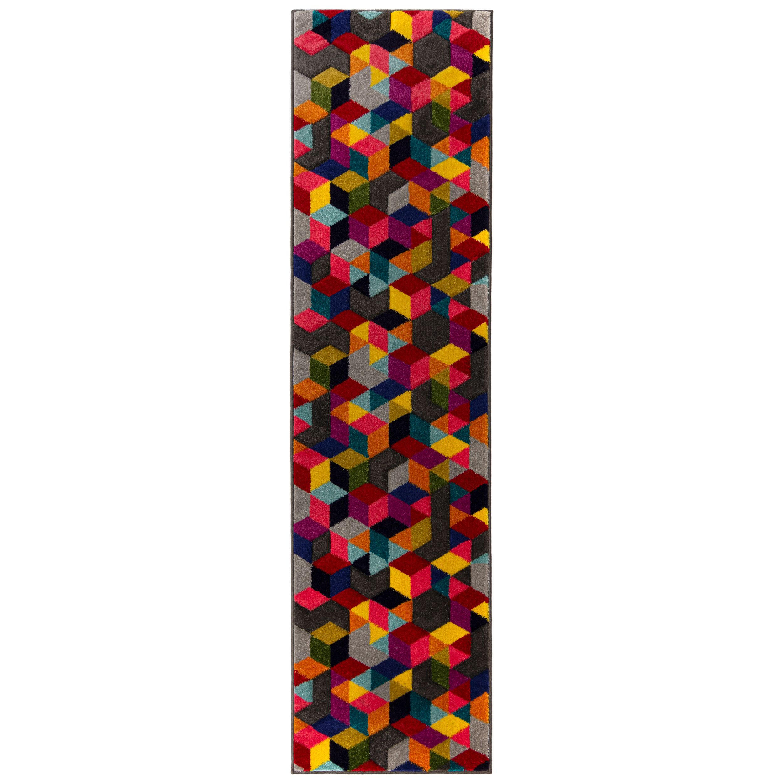 TEPPICH Geometrisch-Bunt-Design, handgeschnitzt MEON TOM, Multi 66x230 cm - Multicolor, Textil (66/230cm) - KADIMA DESIGN