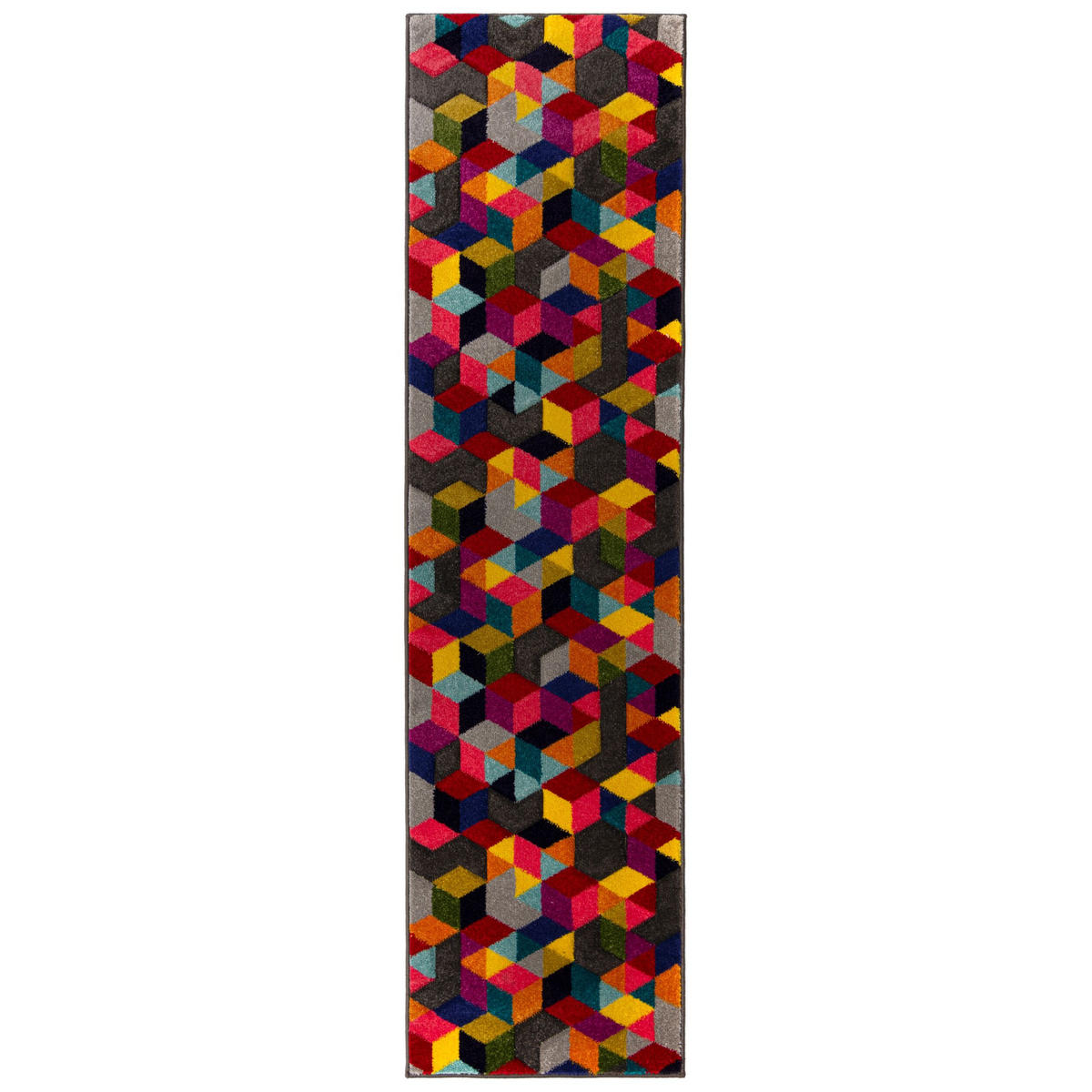TEPPICH Geometrisch-Bunt-Design, handgeschnitzt MEON TOM, Multi 66x230 cm - Multicolor, Textil (66/230cm) - KADIMA DESIGN