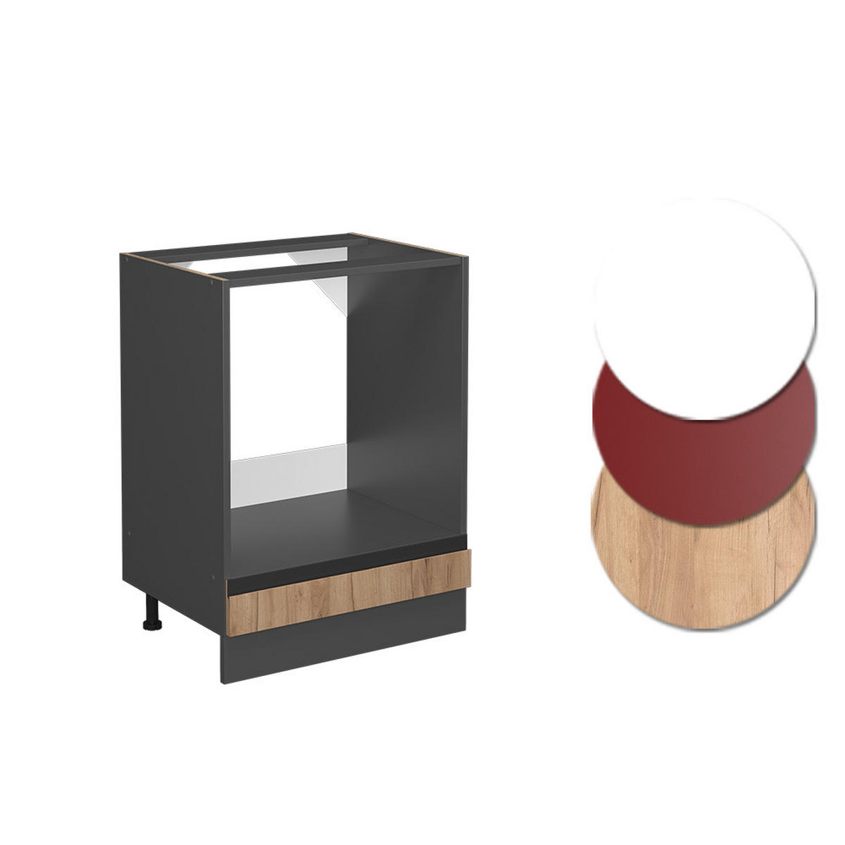 HERDUMBAUSCHRANK R-Line Goldkraft Eiche 60 cm J-Shape, ohne AP - Anthrazit/Eiche Wotan, Holzwerkstoff (60/81.6/46cm) - Vicco