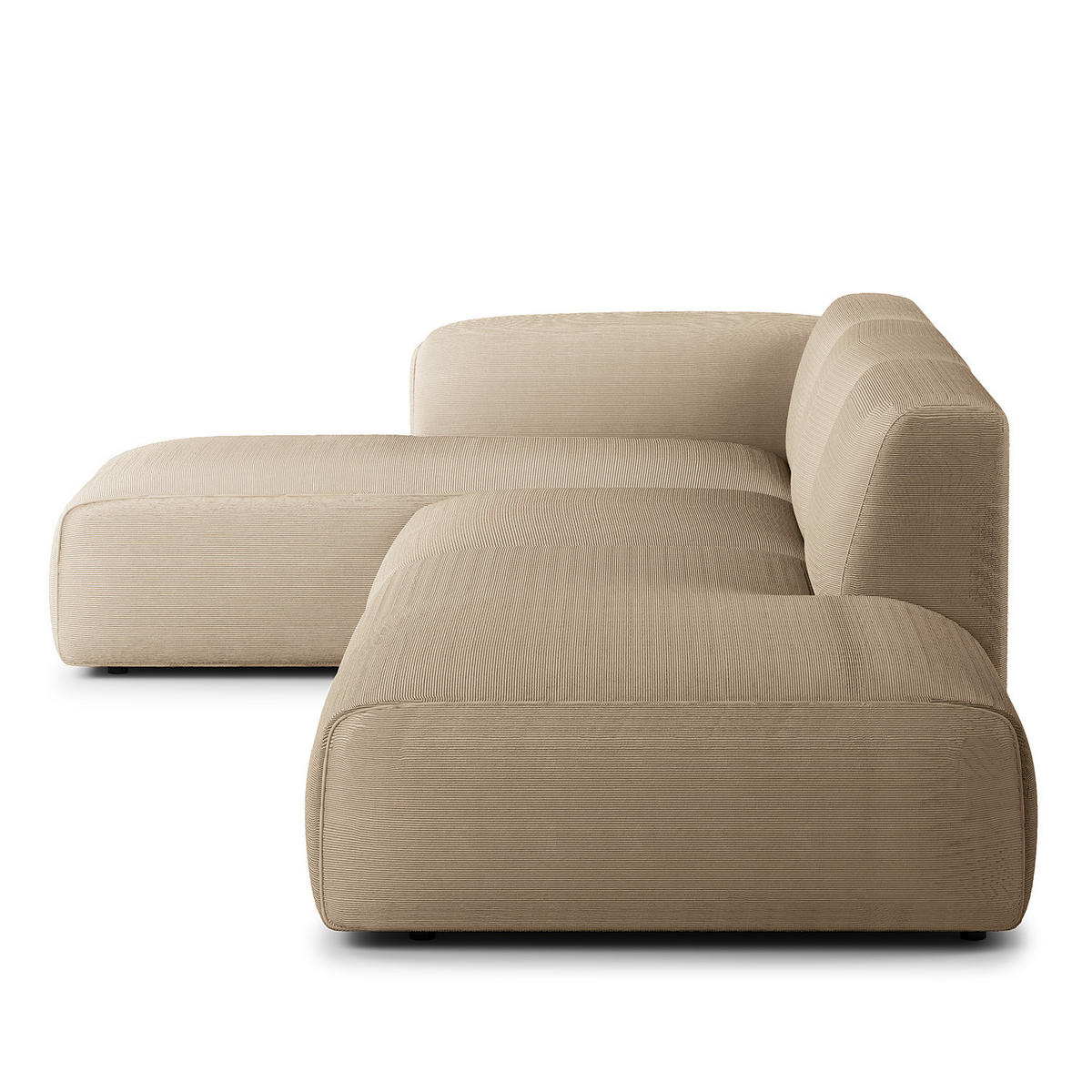 ECKSOFA mit Chaiselongue - Taupe/Schwarz, Kunststoff/Textil (290/173cm) - home24