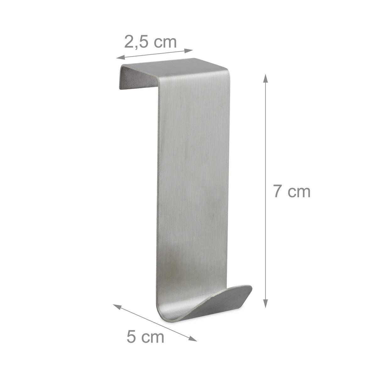 TÜRHAKEN Silber Edelstahl 4er-Set - Silberfarben, Metall (2.5/7/5cm) - Relaxdays