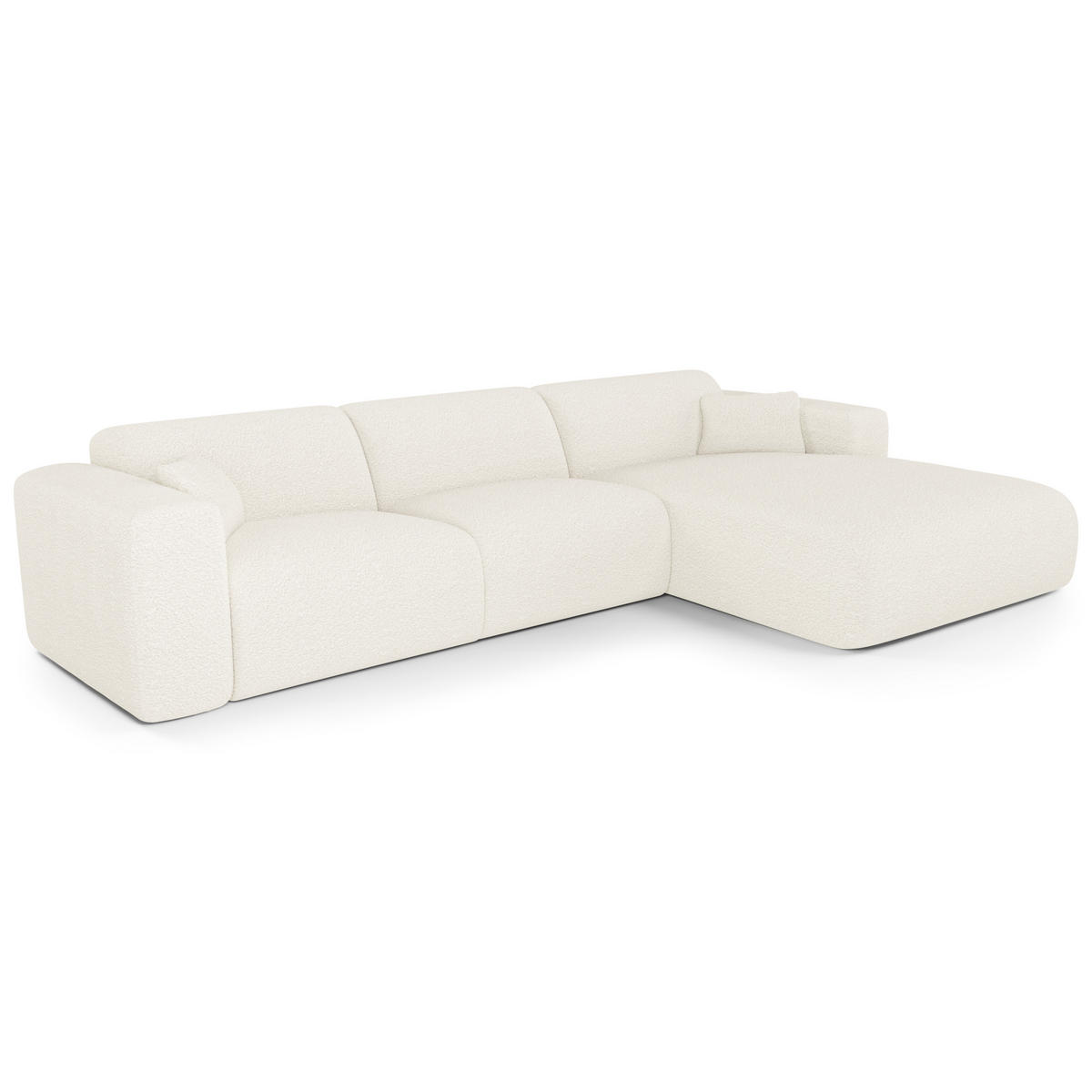 ECKSOFA RECHTS SCHLAFSOFA Dunlopillo 5 Plätze Bouclé creme - Creme, Textil (280/165cm) - Sia Home