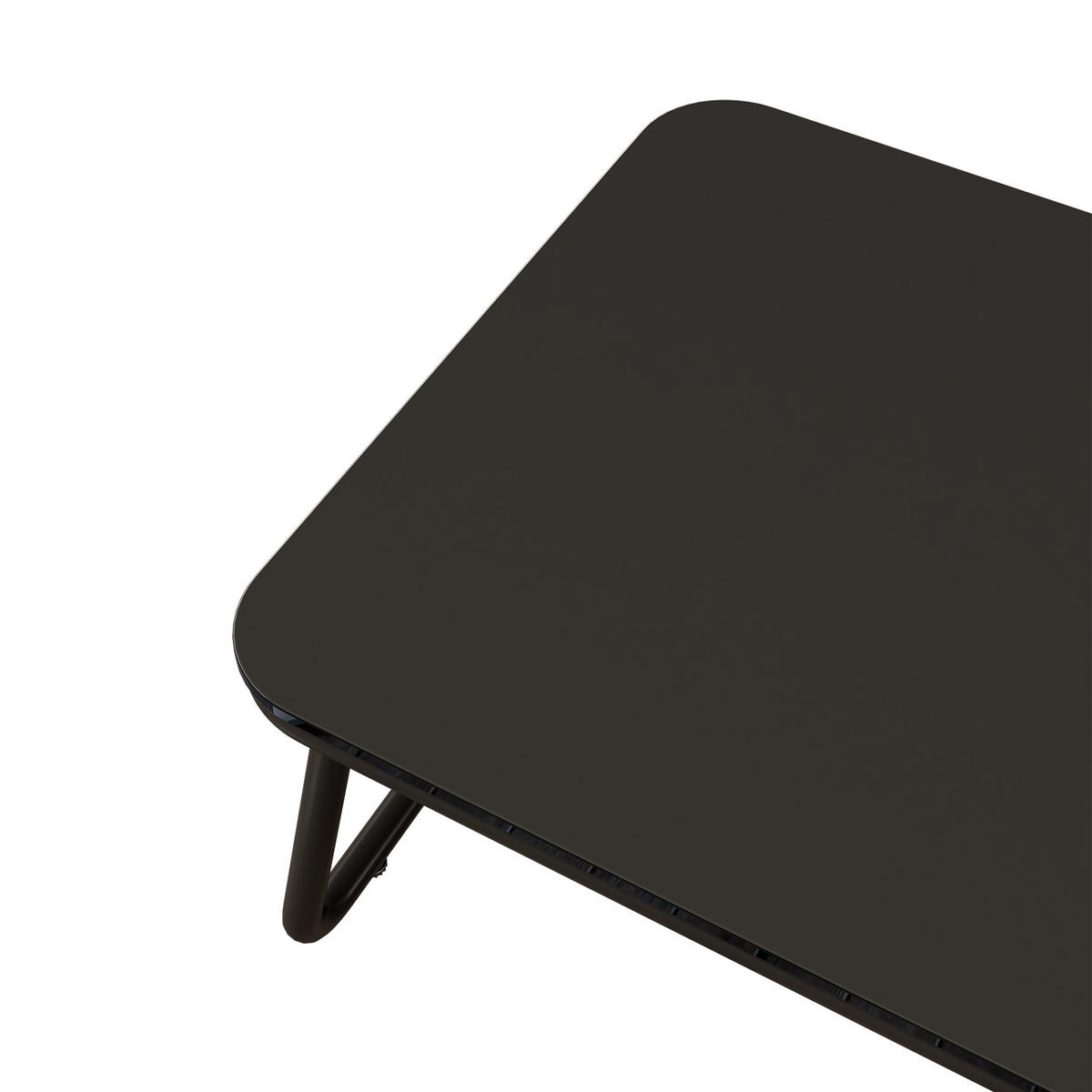 GARTENMÖBEL 118x65x78cm schwarz, feuerverzinkt, mit Glas und Kissen - Schwarz, Metall - Modfu