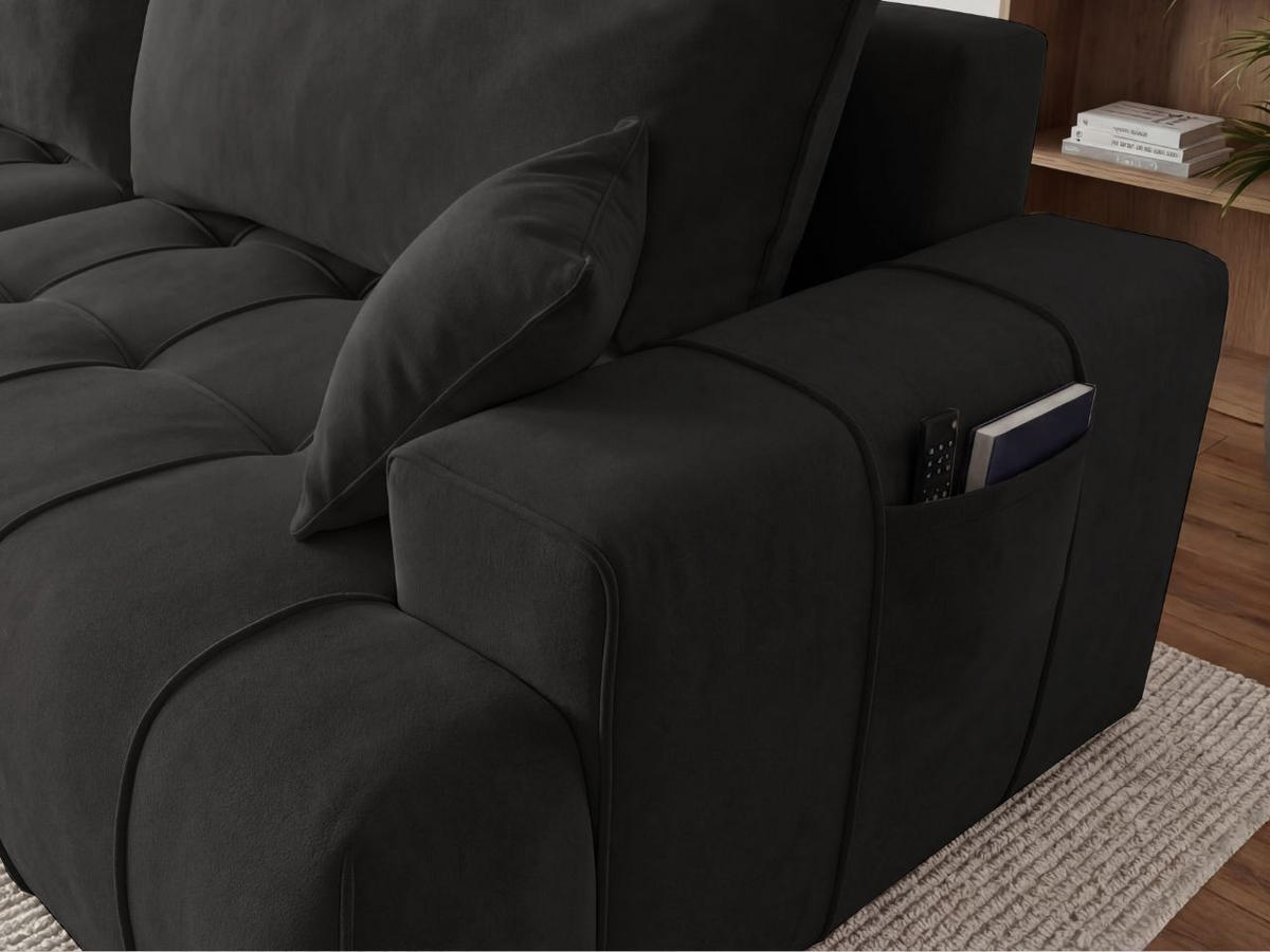 ECKSOFA Tulio Schwarz Links - Schwarz, Holz/Textil (270/165cm) - Graingold