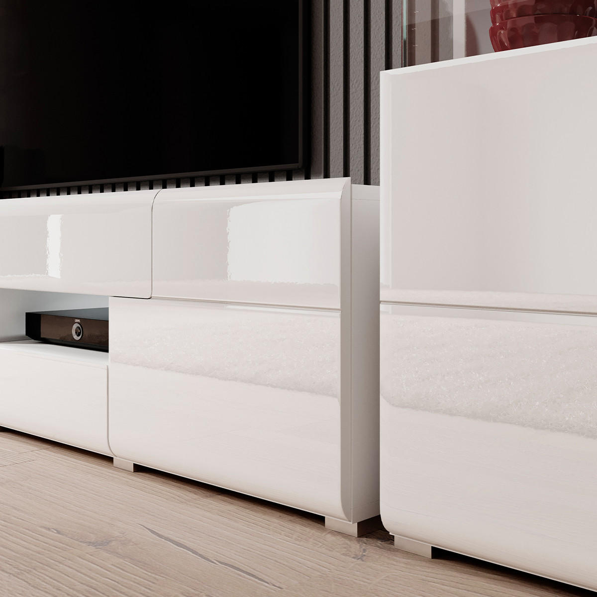 TV STOLÍK Jules Biela - biela, kompozitné drevo (159/47/39cm) - Petits-meubles