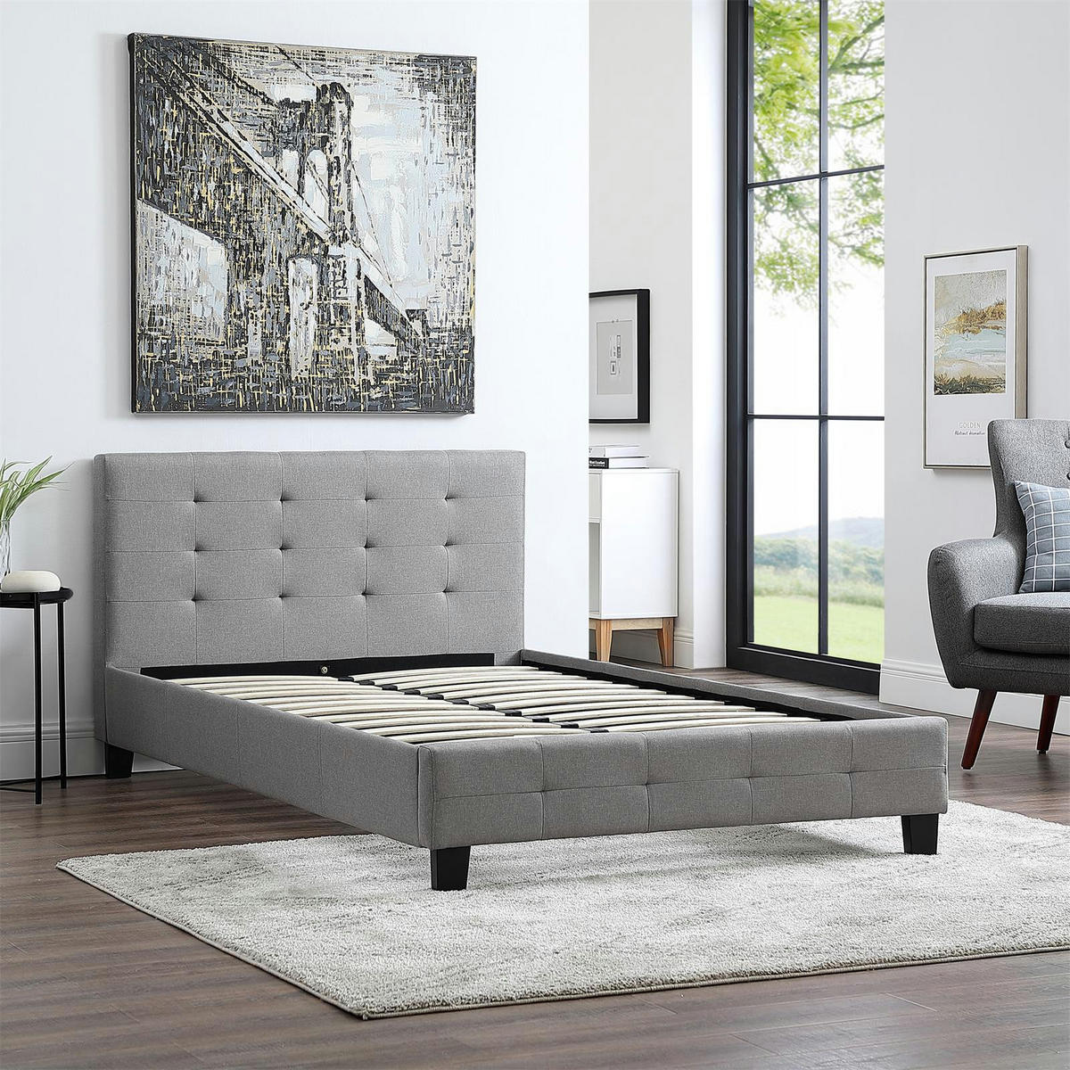 POLSTERBETT NEBRASKA 120X200 CM - Grau, Textil (120/200cm) - CARO-Möbel