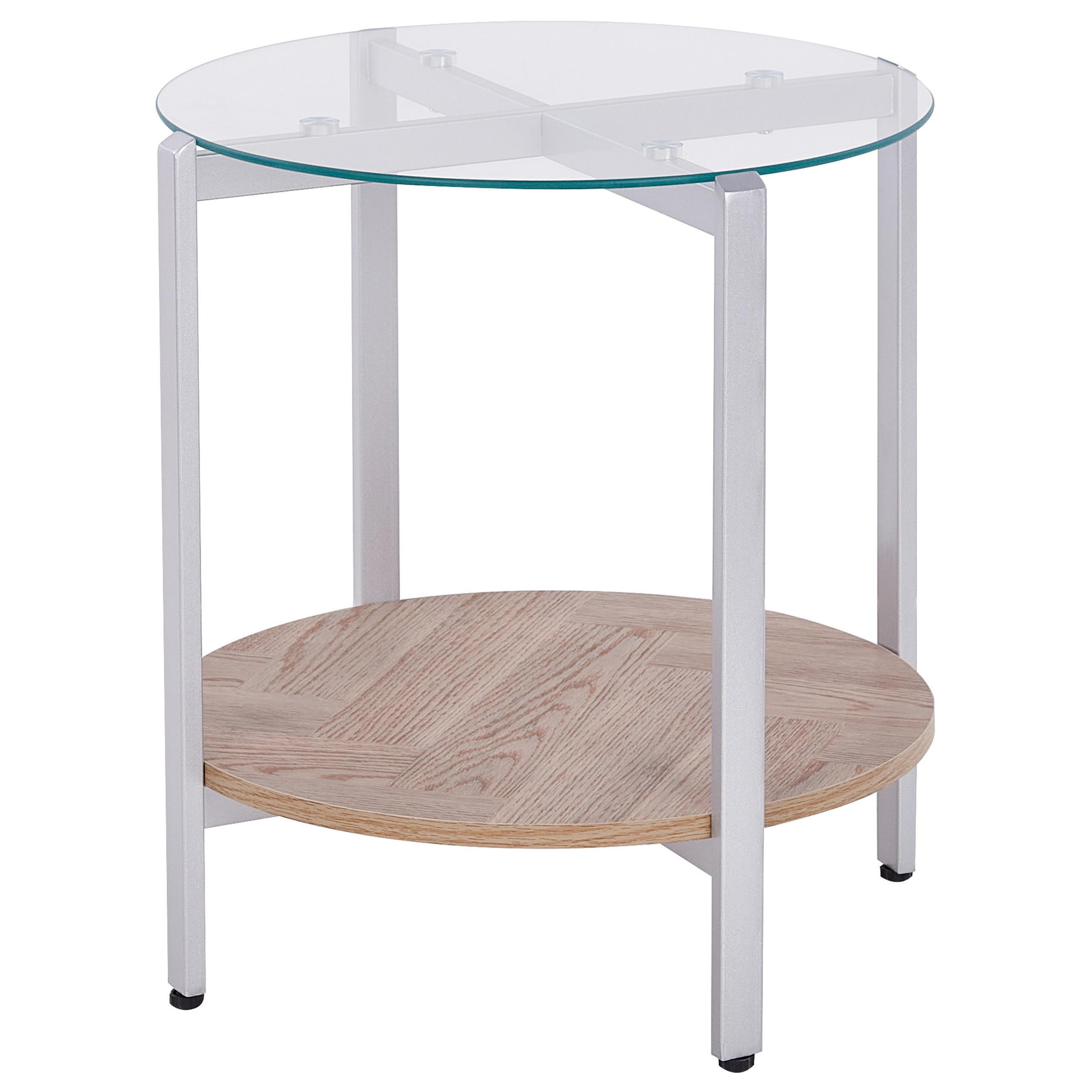 BEISTELLTISCH Silber/Heller Holzfarbton Lovell - Hellbraun/Silberfarben, Metall (50/50/55cm) - Beliani