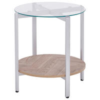 BEISTELLTISCH Silber/Heller Holzfarbton Lovell - Hellbraun/Silberfarben, Metall (50/50/55cm) - Beliani