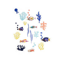 WANDDEKO Aquarium-Set 18/7 cm - Blau/Multicolor, Wellpappe (18/7/11cm) - KUNSTLOFT