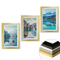 WANDBILDER 3er Set - 20x30 cm Goldrahmen - Spiegelung der Boote auf Bergseen - Goldfarben, Kunststoff (20/30cm) - ArtPrintCave