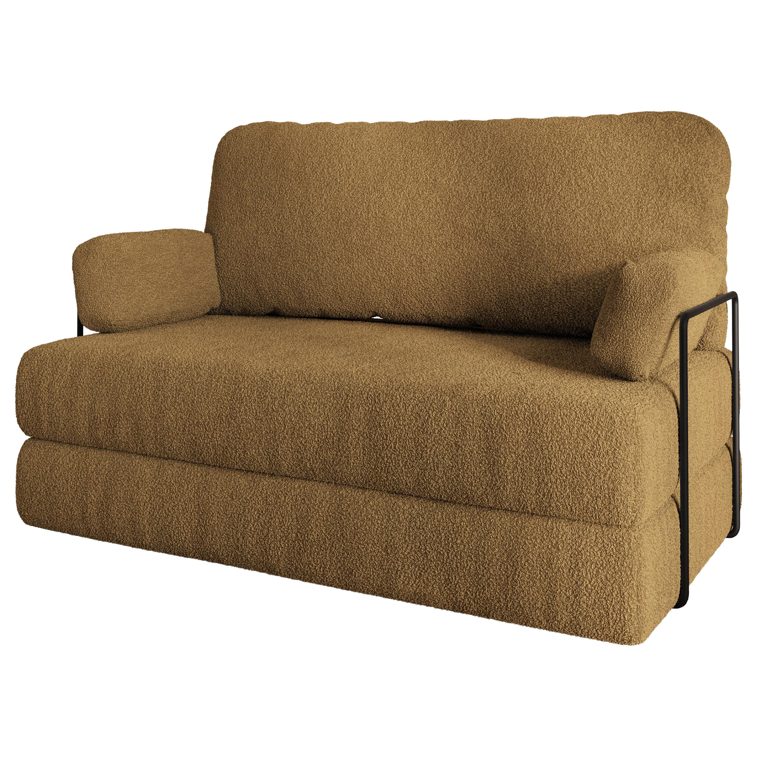 BETTSOFA KESTE aus Schaumstoff Bucle-Stoff Orange Schlaffunktion - Gelb, Textil (140/86/60cm) - MASSENO