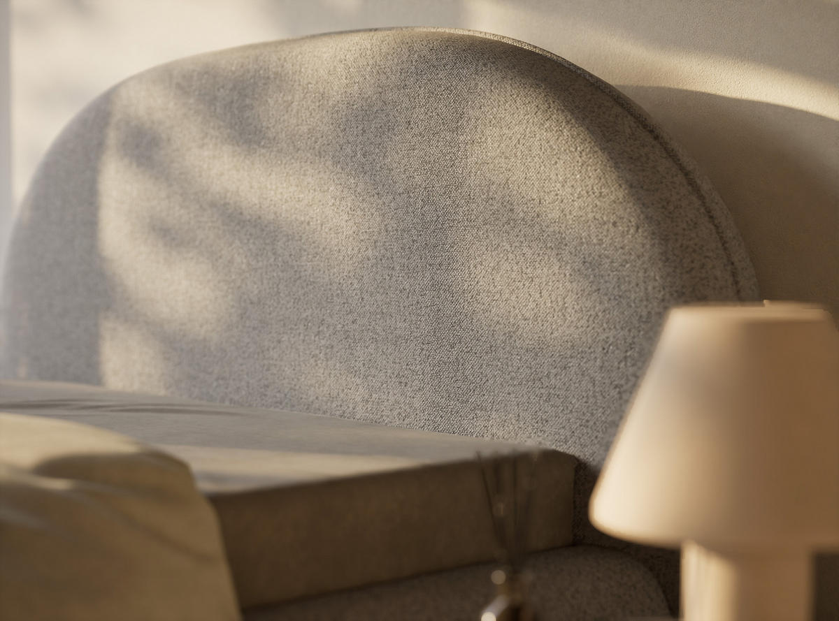 POLSTERBETT Koji Hellgrau 180/200 cm im Webstoff - Hellgrau/Schwarz, Holz/Holzwerkstoff (180/200cm) - Maison de Reve