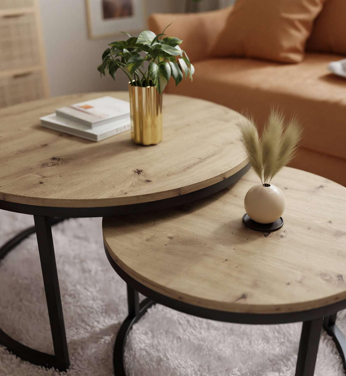 COUCHTISCH CIRI 2-in-1 Eichenholz ArtisanWotn - Schwarz, Holzwerkstoff (70/70/48cm) - Lookway
