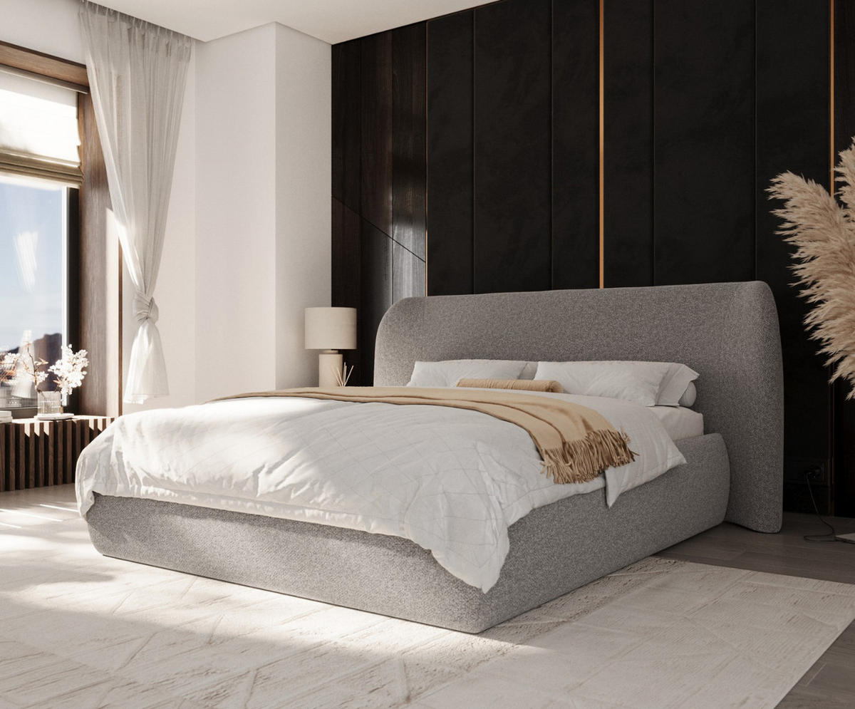 POLSTERBETT Bellano mit Stauraum 160/200 cm Beige im Bubble Stoff - Beige/Schwarz, Holz/Holzwerkstoff (160/200cm) - AltaBeds