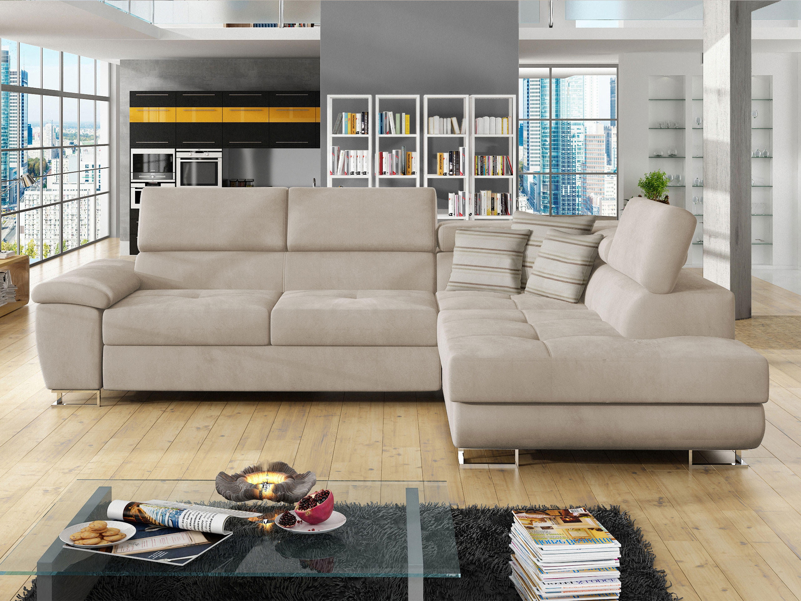 ECKSOFA Cotere, Seite: Rechts - Beige, Holz/Textil (270/202cm) - MIRJAN24