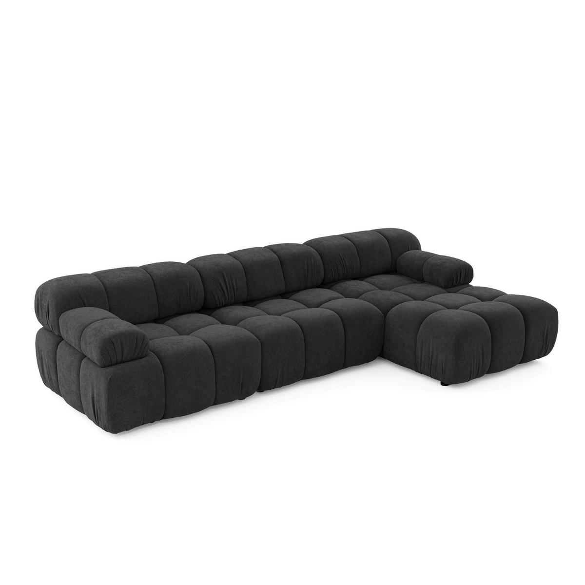 MODULARES Ecksofa MOMENTUM L, Rechts, Breite 282 cm, strukturierter Stoff, Schwarz - Chromfarben/Schwarz, Holz/Textil (155/282cm) - Muffo