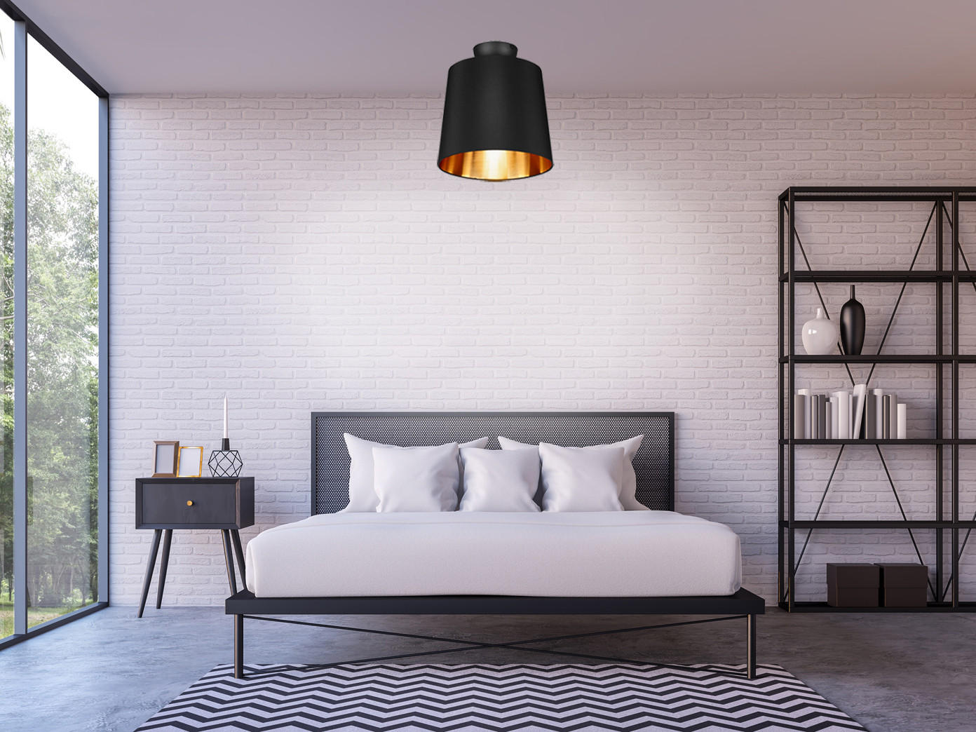 DECKENLAMPE Ø30cm, Stoffschirm Schwarz Gold - Goldfarben/Schwarz, Textil (30/30/32cm) - meineWunschleuchte