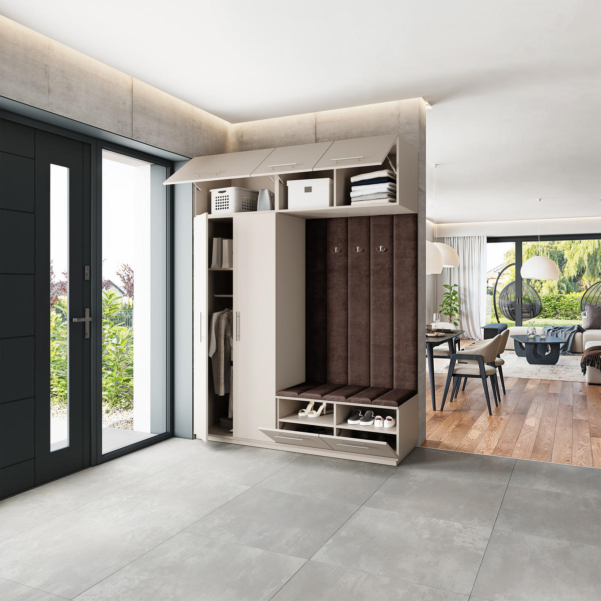 GARDEROBENSCHRANK REMA 180/240/60 cm Modern Garderobe-Set Kaschmir - Kaschmir/Braun, Holzwerkstoff (180/240/60cm) - MASSENO