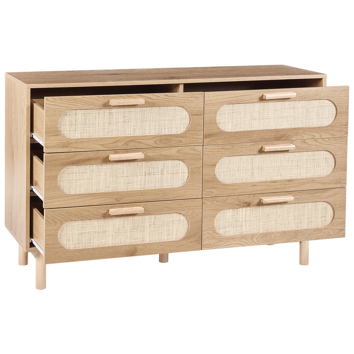 KOMODA s 6 zásuvkami Světle hnědá Costello - světle hnědá, kompozitní dřevo (120/78/40cm) - Beliani