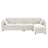 ECKSOFA 281/132/86 cm aus Samt mit Schlaffunktion und Stauraum Beige - Beige, Textil (132/281cm) - Modenvie