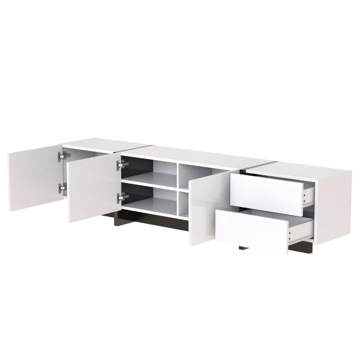 TV-SCHRANK Weiß, Schwarz - Weiß, Holzwerkstoff (35/45/190cm) - Raumix