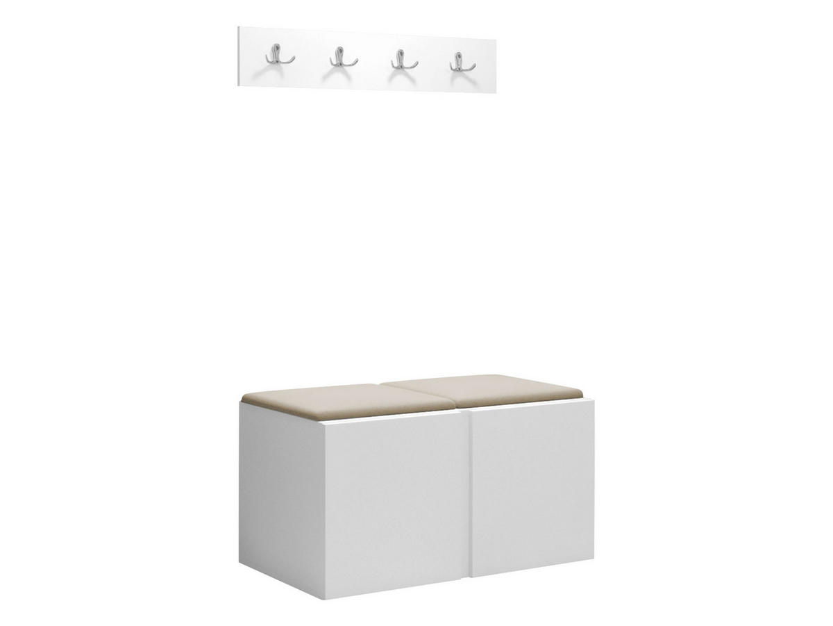 GARDEROBEN-SET Orion VI - Beige/Weiß, Holzwerkstoff/Kunststoff (84/42/46cm) - MIRJAN24