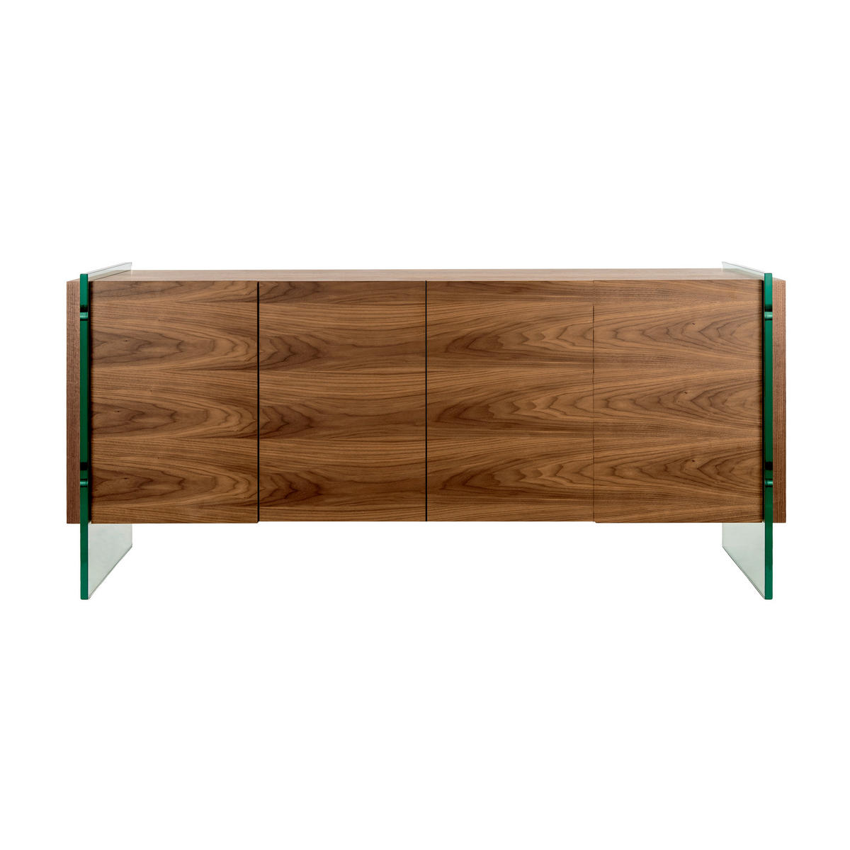 SIDEBOARD Sideboard aus Nussbaum und gehärtetem Glas 170/43/77 cm - Transparent/Walnussfarben, Glas/Holz (170/77/43cm) - ANGEL CERDA