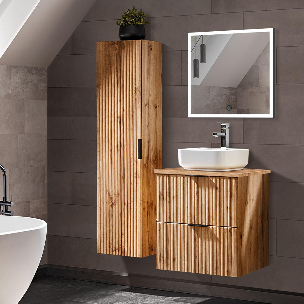 BADMÖBEL-SET 3-TLG. Adelaide-56 - Braun, Holzwerkstoff (110/200/47cm) - Lomado