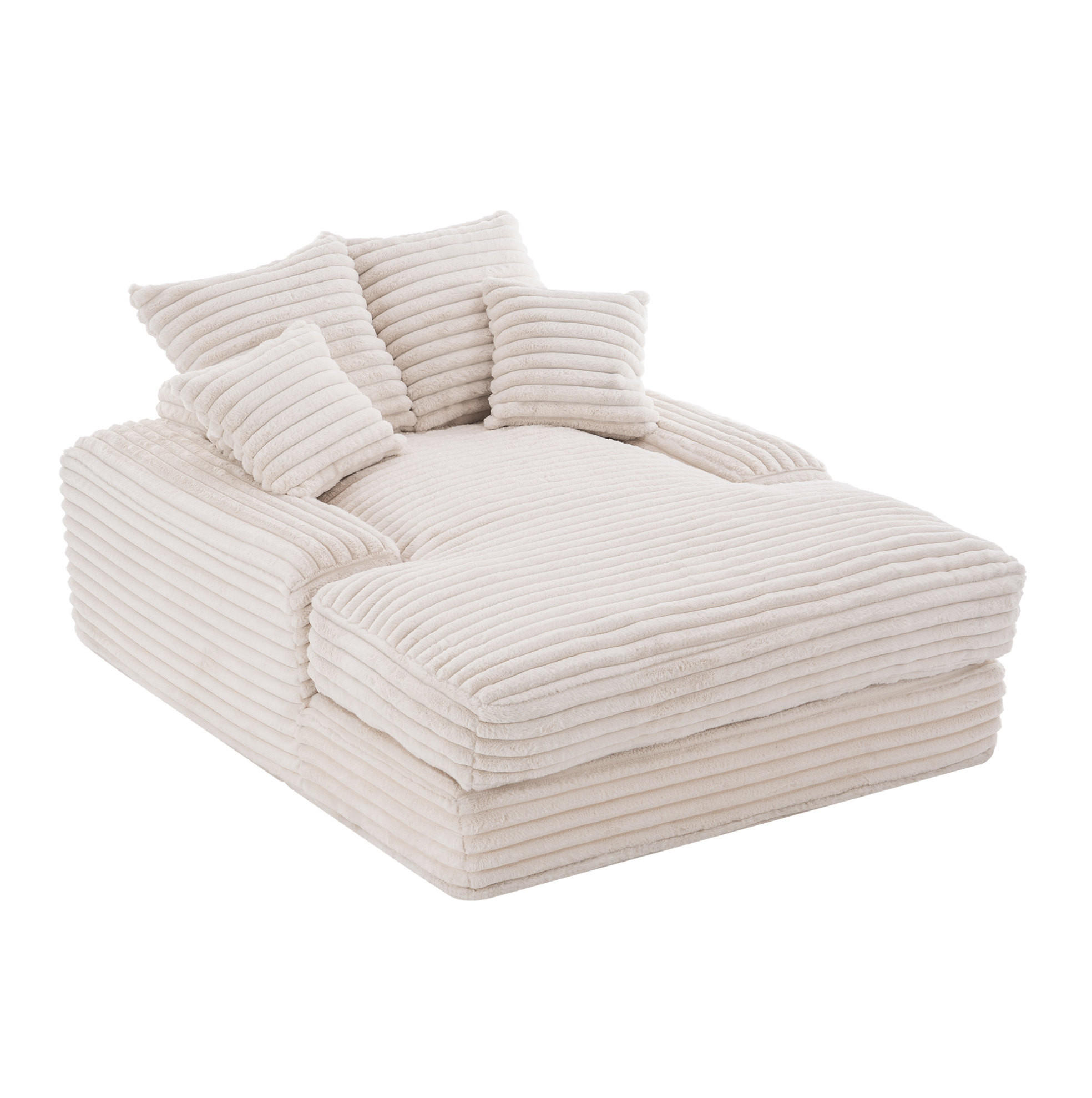 RELAXLIEGE Cord 135x165 cm Beige mit 4 Kissen - Beige, Kunststoff (135/58/165cm) - Beauniv