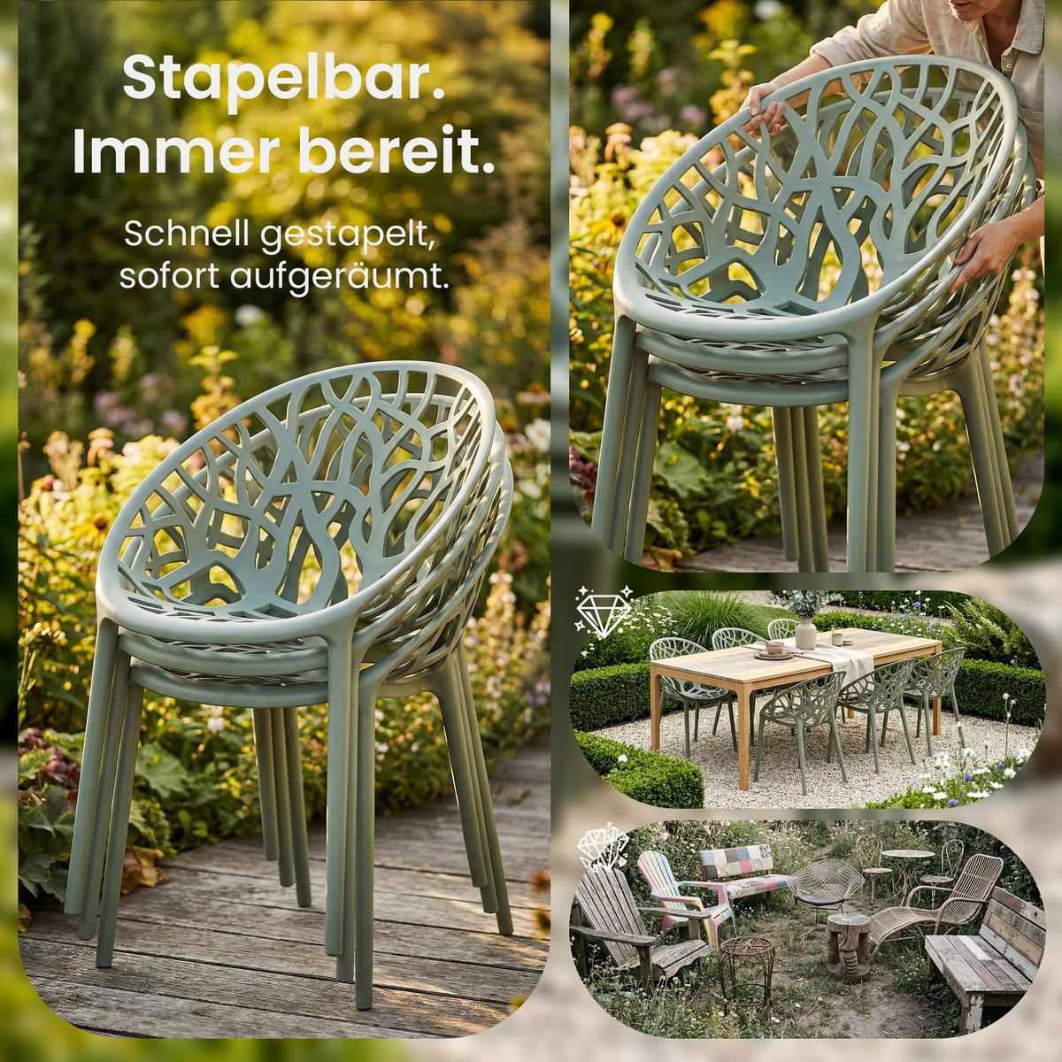 GARTENSTUHL Kunststoff oliv - Olivgrün, Kunststoff (59/80/60cm) - CLP
