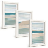 BILDER SET 3er Set - 20x30 cm Weißer Rahmen - Abstrakte blaue Landschaften - Weiß, Kunststoff (20/30cm) - TULUP