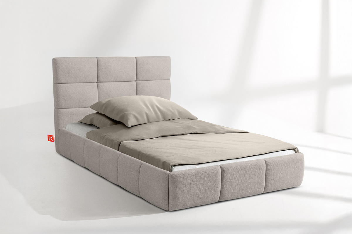 POLSTERBETT ALTOS Einzelbett, Bouclé, hellgrau - Hellgrau, Holz/Holzwerkstoff (120/200cm) - KONSIMO®