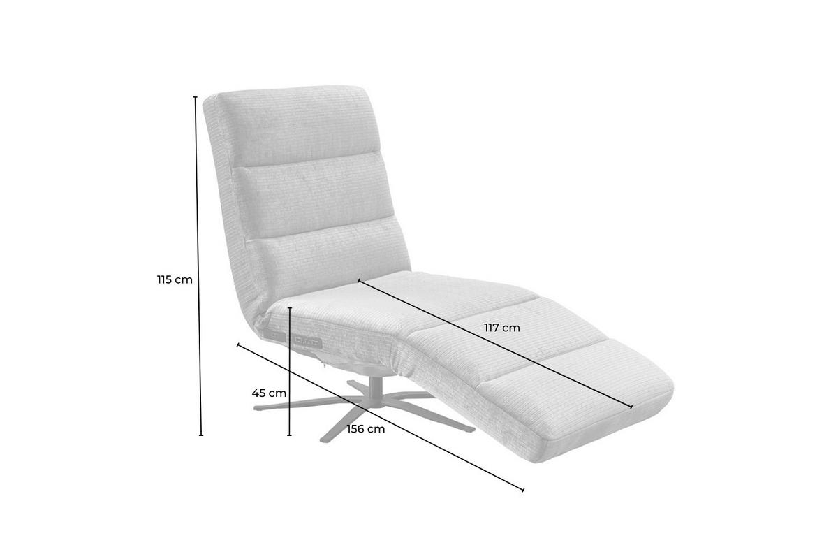 RELAXLIEGE ALINA Cremeweiß Cord - Creme/Schwarz, Textil/Metall (82/115/156cm) - KAWOLA
