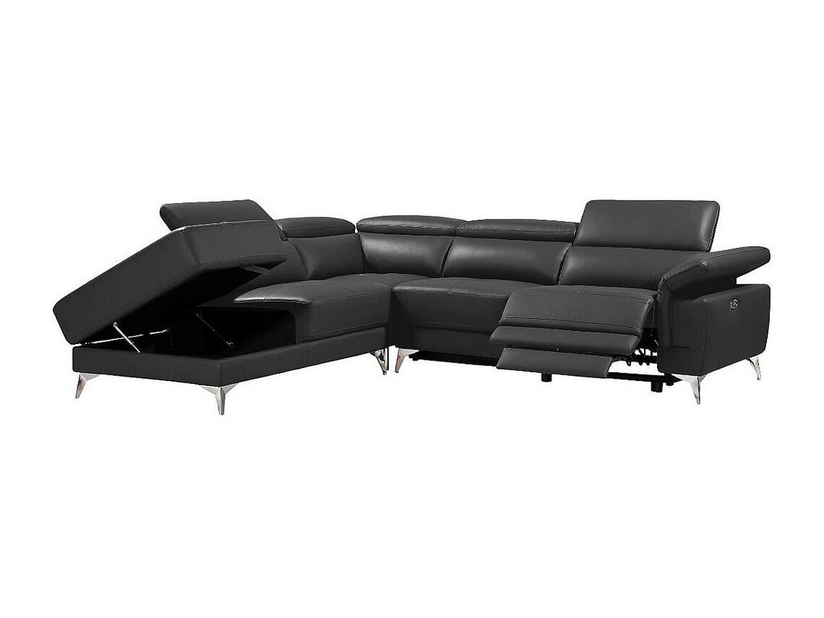 RELAXSOFA - 5 Personen - leder - anthrazitgrau Pascaline - Anthrazit, Leder/Metall (277/78/244cm) - Vente-Unique