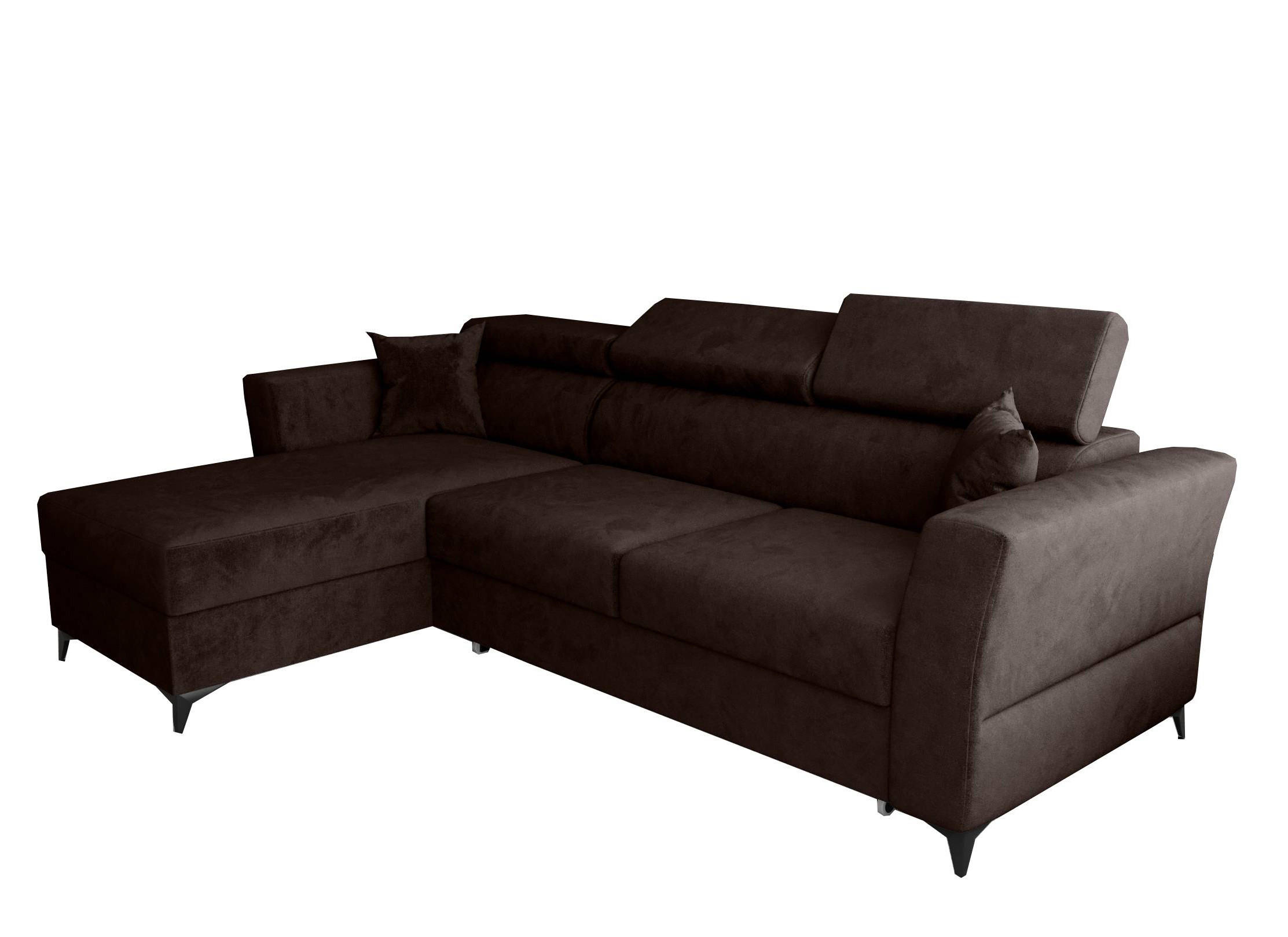 ECKSOFA L Form Ribella Braun 265/180/100 cm Links mit Schlaffunktion - Schwarz/Braun, Textil/Metall (180/265cm) - AX Living