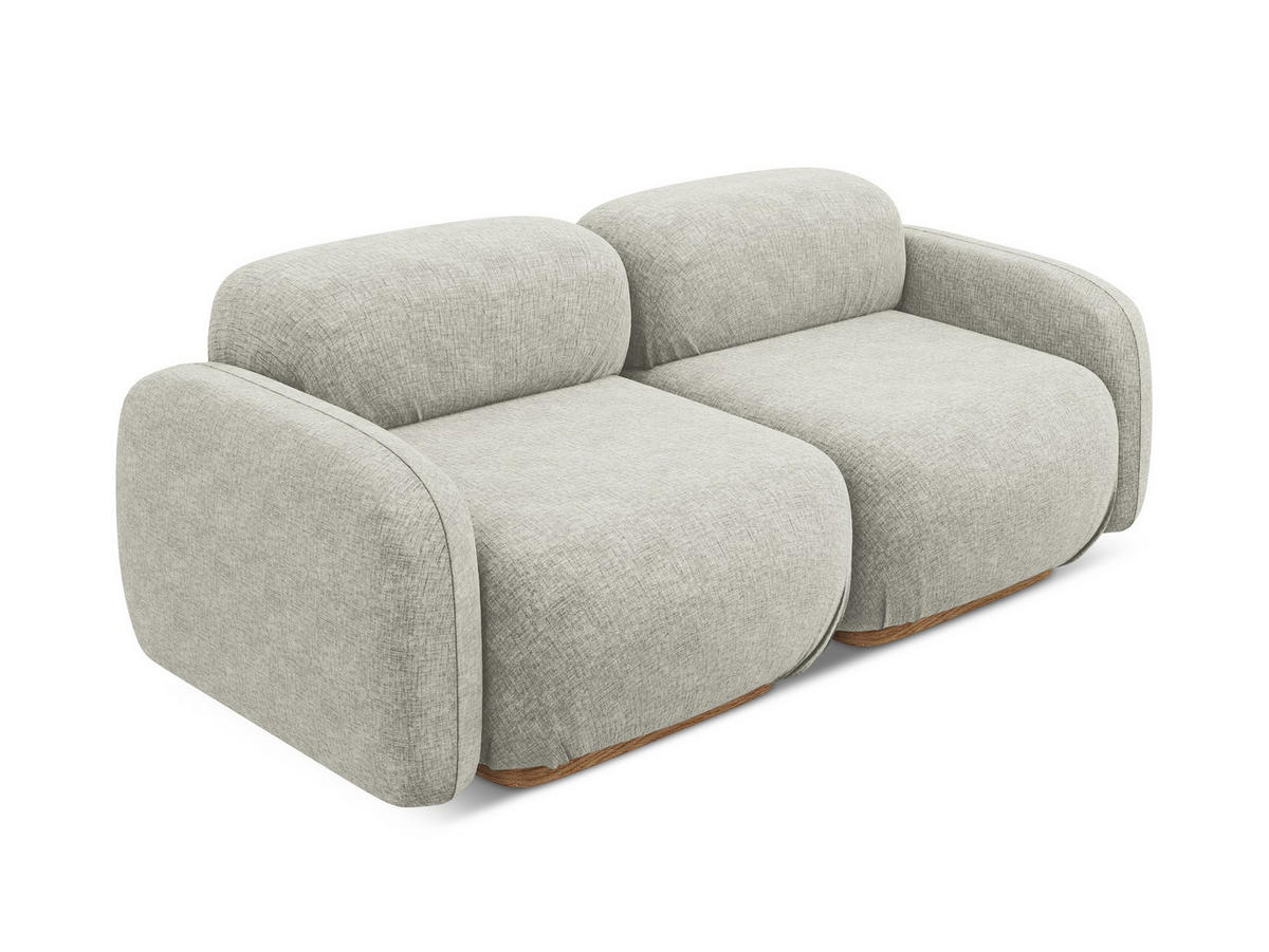 3-SITZER SOFA Chenille Stoff Grau - Silberfarben/Braun, Holz/Textil (190/73/95cm) - Makamii