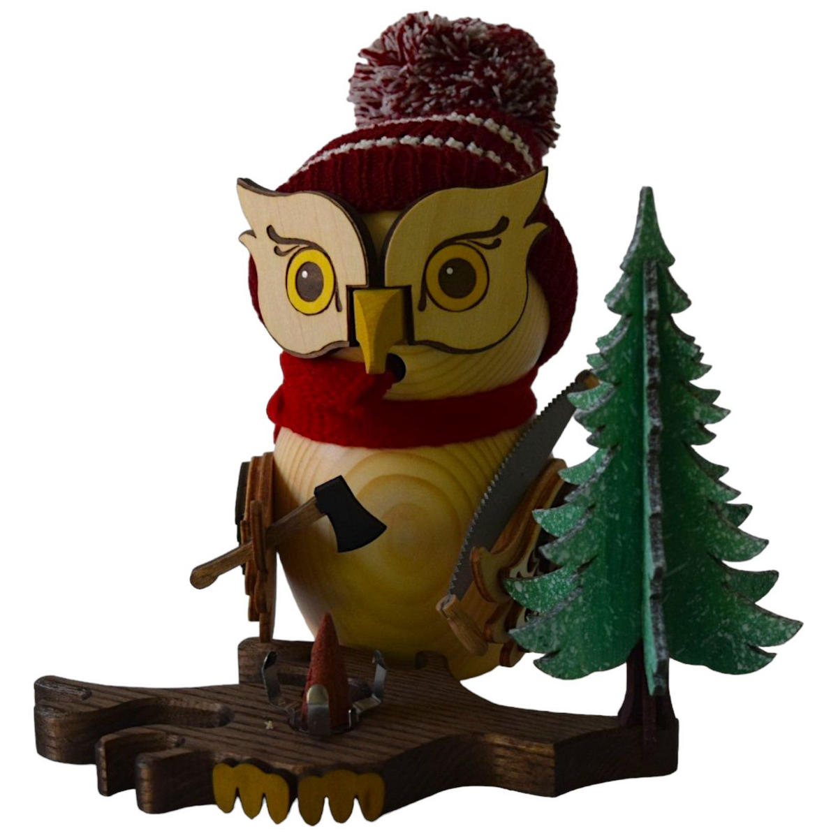 RAUCHFIGUR Eule Waldarbeiter 15 cm - Multicolor, Holz (10/15/10cm)