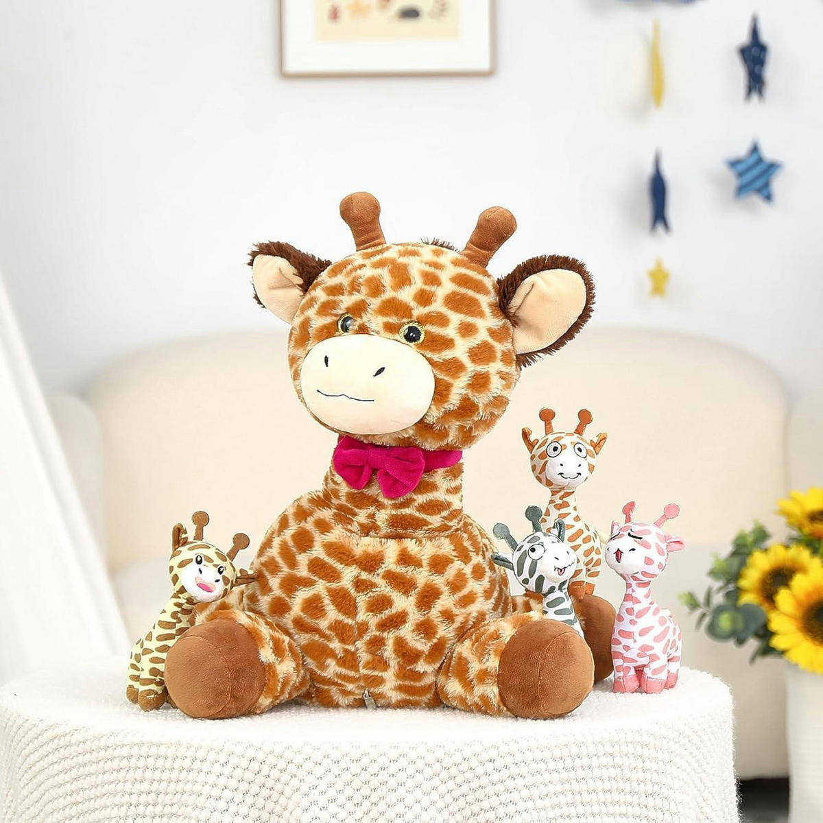 STOFFTIER Giraffe mit 4 Babys 50 cm - Multicolor, Textil (20/55cm)