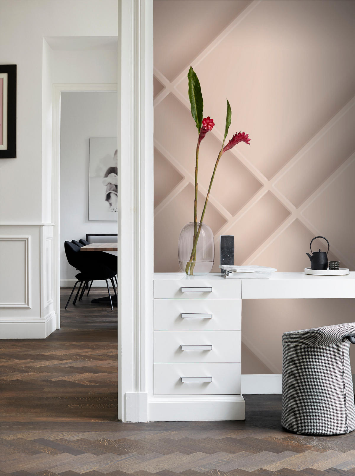 FOTOTAPETE Holzwandverkleidung 200 x 279 cm - Pink, Papier (200/279cm) - Origin Wallcoverings