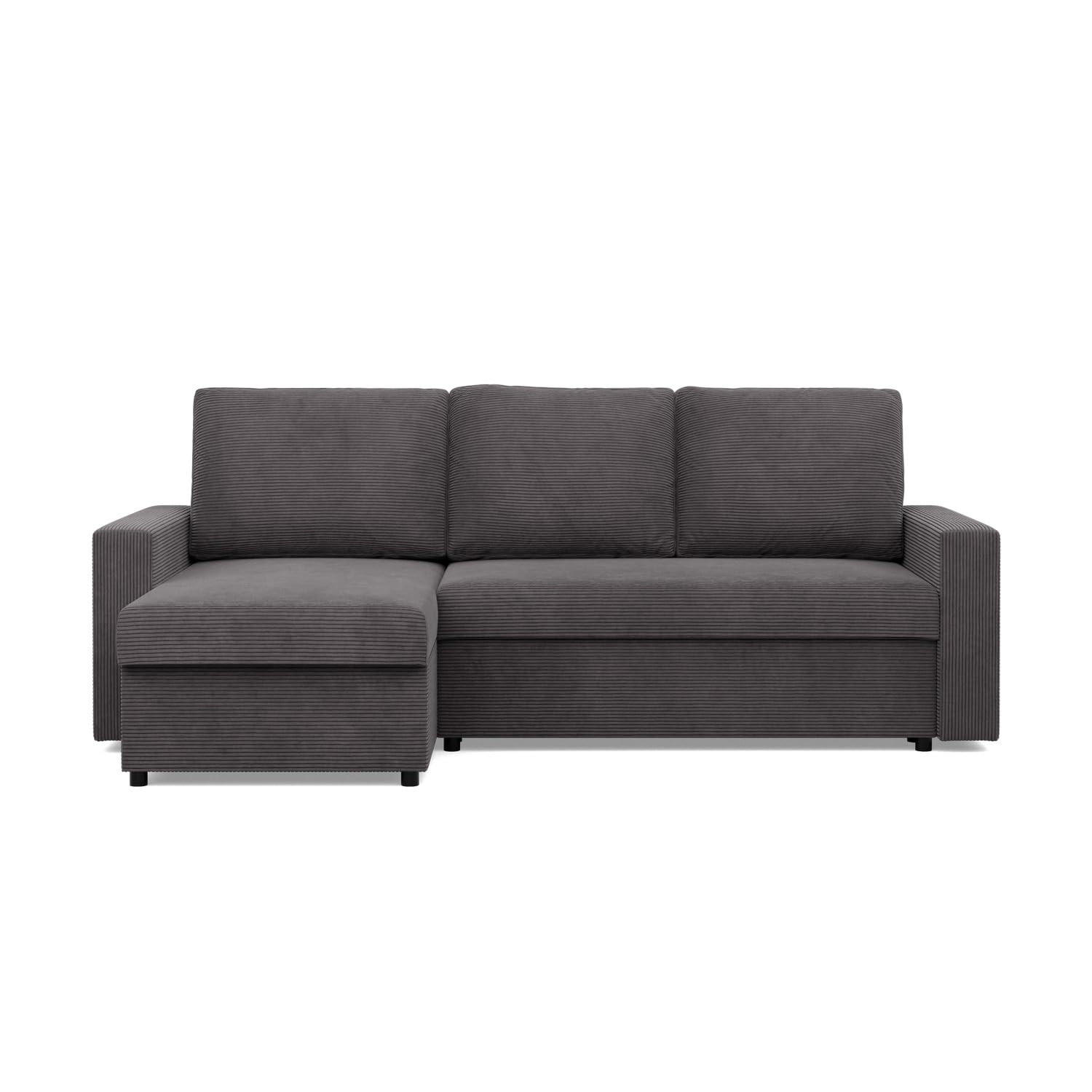 ECKSOFA MIT SCHLAFFUNKTION NEO, Cord - Dunkelgrau - Grau, Textil (231/140cm) - Mebligo