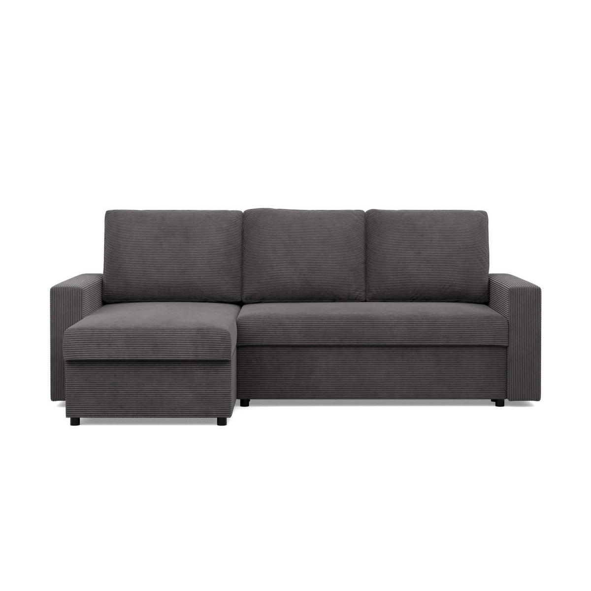 ECKSOFA MIT SCHLAFFUNKTION NEO, Cord - Dunkelgrau - Dunkelgrau, Textil (231/140cm) - Mebligo